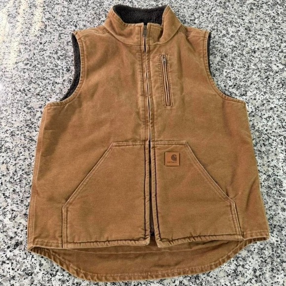 Carhartt Other - Carhartt Sandstone Sherpa Mock Duck Lined Workwear Vest Small 14806
